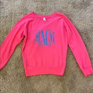 Girls pink monogrammed lightweight sweatshirt MMM